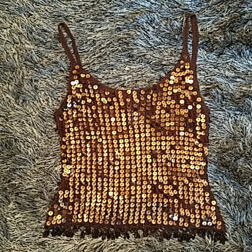 *SOLD on another platform* Sequin crochet tank top